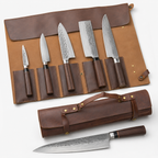 WONDERCHEF Professional Leather Knife Roll – 5-Slot Chef Knife Storage Bag